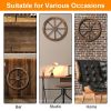 24” 2 Piece Old Western Style Garden Art Wall Decor with Brown Wooden Wagon Wheel Design