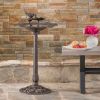 Outdoor Iron & Aluminum Top Bird Bath with Bird & Bowl Display and Intricate Detailed Design