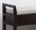 Vannes Espresso Storage Shoe Bench with Hidden Storage Compartments, Slatted Open Bottom Shelf & 2 Cushion Seats