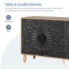 Black Sideboard Cabinet with Carved Symmetrical Design Doors and Adjustable Shelves