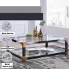 Lafty Clear Tempered Glass and White Brushed Finish Coffee Table
