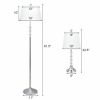 Set of 3 Chrome Finish Lamps,1 Floor Lamp and 2 Table Lamps with Glass Crystal Ball Design