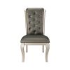 7 Piece Dining Set, 1 Rectangle Table with Extension Leaf, 6 Side Chairs, Crystal Button Tufted Back and Antique Cabriole Legs