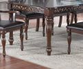 Classic Brown Dining Table with Handcrafted Antique Carving Designs and 2 Leaves