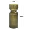 Green Translucent Handcrafted Tabletop Glass Vase with Fluted Ribbed Design