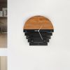 11.8" Rustic Abstract Wood Wall Clock with Multi Hanging Options and Adjustable Splicing Shape Design
