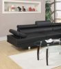 2-Piece Black Sectional L Shaped Sofa Set with Right Facing Chaise & Left Facing Sofa and Adjustable Headrests