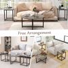 3-Piece Coffee Table Set with Round Coffee Table, 2 Square End Tables and Adjustable Foot Pads