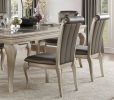 7 Piece Dining Set, 1 Rectangle Table with Extension Leaf, 6 Side Chairs, Crystal Button Tufted Back and Antique Cabriole Legs