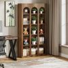 5 Tier Rectangle Bookshelf Display Stand with Arch Shape Detailing and Enclosed Back & Sides