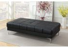 Black Bonded Leather Extra Large Ottoman with Cube Pattern Design and Silver Metal Legs