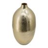 8.5” x 8.5” x 18.5" Aluminum Vase with Gold Streaks Design and Hand Brushed Textured Metallic Finish
