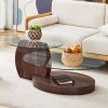 Modern Walnut Grain Double Layer Coffee Table with Clear Tempered Glass Tops, 3 Tier Design and Open Bottom Shelf