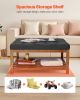 VEVOR 34.5” Large Square Ottoman Coffee Table with Storage Shelf and Button-Tufted Top