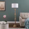 Wooden Antique Cream Finish Polyresin Floor Lamp