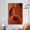Modern Abstract People Wall Art Decor with Radiant Orange Tones, Vertical Rectangular Shape and Lightweight Alloy Frame