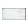 3 Piece Table Set, 1 Coffee Table & 2 End Tables with White Marble Print Tempered Glass Tops and Black Metal Finish Base