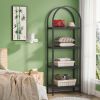 4 Tier Arch Shape Bookshelf Display Stand with Open Shelves, Black Metal Frame and Protective Foot Pads