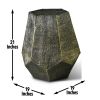 Donato Collection End Table with Oil Rubbed Brass Finish, Hand Stamped Iron, Hexagon Shaped and Protective Foot Pads