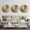 Set of 2, Madison Park Gold Half Moon Metal Wall Decor with Vertical or Horizontal Display Options and Linear Line Pattern