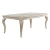 7 Piece Dining Set, 1 Rectangle Table with Extension Leaf, 6 Side Chairs, Crystal Button Tufted Back and Antique Cabriole Legs