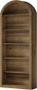 High Wooden Arched Bookshelf Display Rack with 6 Tiers and Closed Back Design