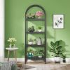 4 Tier Arch Shape Bookshelf Display Stand with Open Shelves, Black Metal Frame and Protective Foot Pads