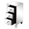 Mirrored Silver Nightstand with 3 Spacious Drawers and Crystal Drawer Knobs