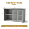 Sideboard Buffet Cupboard Storage Cabinet with 2 Sliding Doors, 4 Tempered Glass Panes and Adjustable Shelf