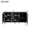 Black Scandinavian Style Entertainment Center, Console or Sideboard Unit with 6 Compartments & 3 Adjustable Shelves & 3 Doors