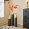 Set of 3, Tall Black and Gold Metal Vase Set in Three Different Sizes