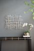 Large Grid Geometric Patterned Iron & Paper Wall Decor with Gold Accents