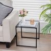Tempered Glass Side End Table with Black Metal Frame for Indoor and Outdoor Usage