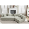 128” Modern Minimalist Style Sofa with Boucle Fabric, 4 Throw Pillows and 1 Lumbar Pillow