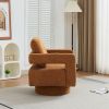 Square Swivel Boucle Accent Chair with Open Back, 360 Degree Rotation and Matching & Removable Back Cushion