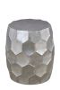 Antique Silver Modern Contemporary Handcrafted Aluminum End Table with Glossy Diamond Patterned Base Design
