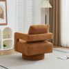 Square Swivel Boucle Accent Chair with Open Back, 360 Degree Rotation and Matching & Removable Back Cushion