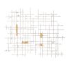 Large Grid Geometric Patterned Iron & Paper Wall Decor with Gold Accents