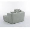 128” Modern Minimalist Style Sofa with Boucle Fabric, 4 Throw Pillows and 1 Lumbar Pillow