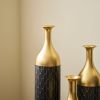 Set of 3, Tall Black and Gold Metal Vase Set in Three Different Sizes