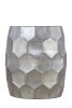 Antique Silver Modern Contemporary Handcrafted Aluminum End Table with Glossy Diamond Patterned Base Design