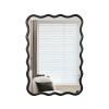 Black Solid Wood Rectangle Mirror with Wavy Frame Design and Clear HD Mirror