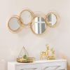 Modern Handcrafted Asymmetrical Gold Circle Metal Frame Wall Mirror