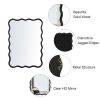 Black Solid Wood Rectangle Mirror with Wavy Frame Design and Clear HD Mirror