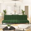 2 in 1 Function Dark Green Velvet Sofa Bed with Adjustable Backrests and Easy To Convert