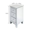 Mirrored Silver Nightstand with 3 Spacious Drawers and Crystal Drawer Knobs