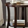 Perth Contemporary Oval Shelf End Table with Open Bottom Shelf and Espresso Finish