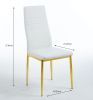 5 Piece Dining Set, 1 Table & 4 Chairs, with Gold Metal Frame & Legs, Clear Tempered Glass Tabletop and High Backrest Chairs