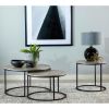 Gray Faux Marble Tabletop End Table with Round Gunmetal Base Frame