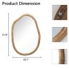 Irregular Wall Mirror with Asymmetrical Wood Frame Design and Wavy Accent Pattern